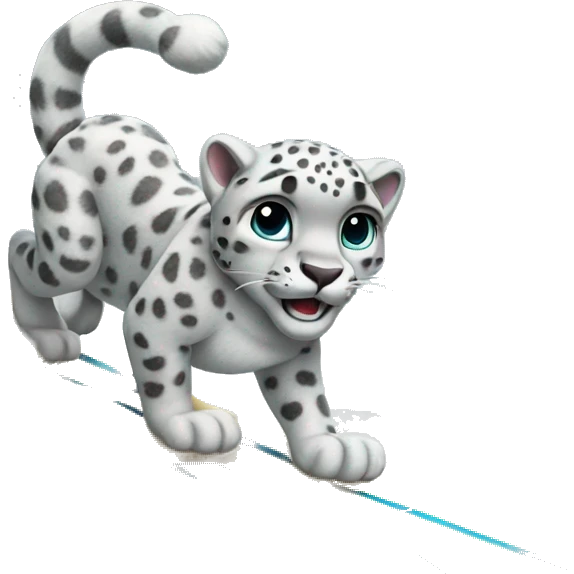 Snow leopard surfing emoji