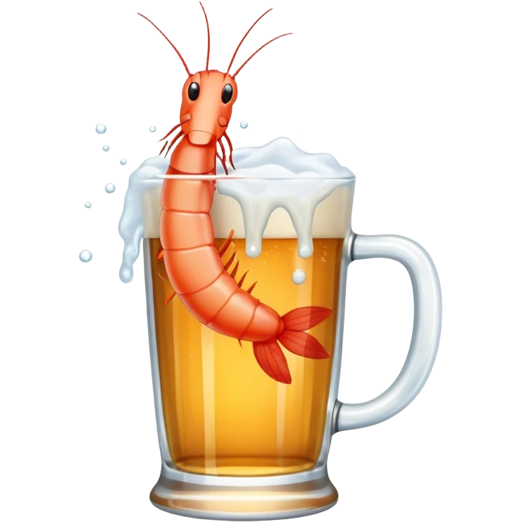 Shrimp having a bath in a beer glass emoji