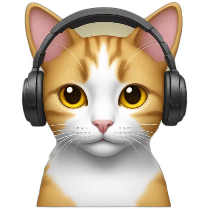 cat with headphones behind ears emoji