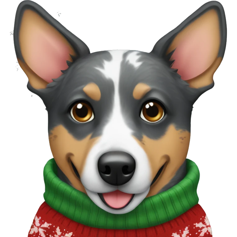 Australien cattle dog wearing christmas Sweater  emoji