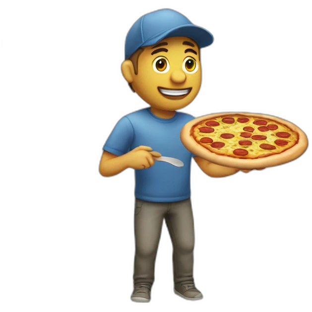 Clément mange un pizza emoji