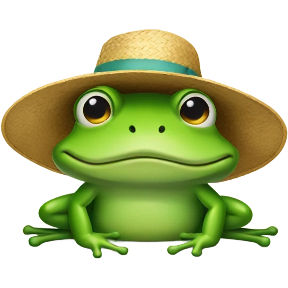 Frog wearing straw hat emoji