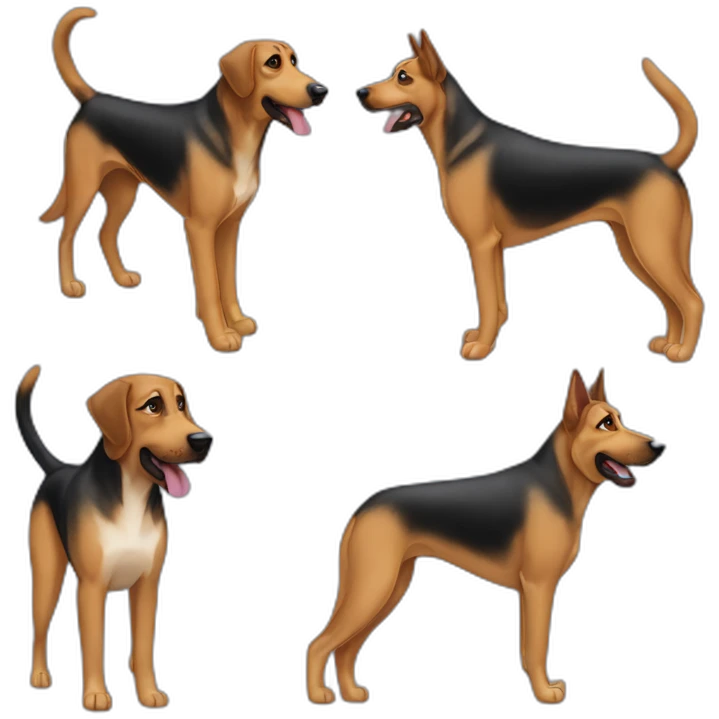 coonhound and German shepherd mix dog walking emoji