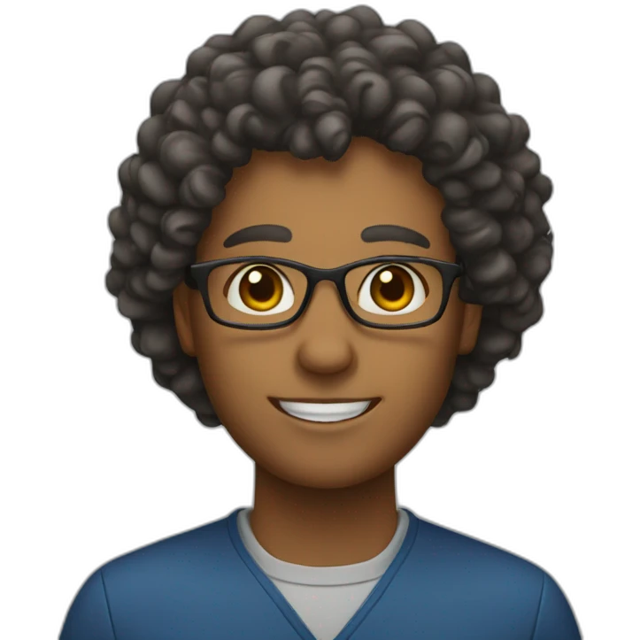 Teacher with curly hair emoji