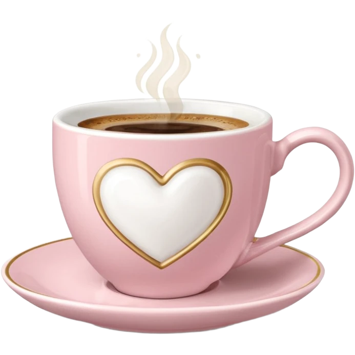  pale pink rococo coffee mug heart shaped cappuccino emoji