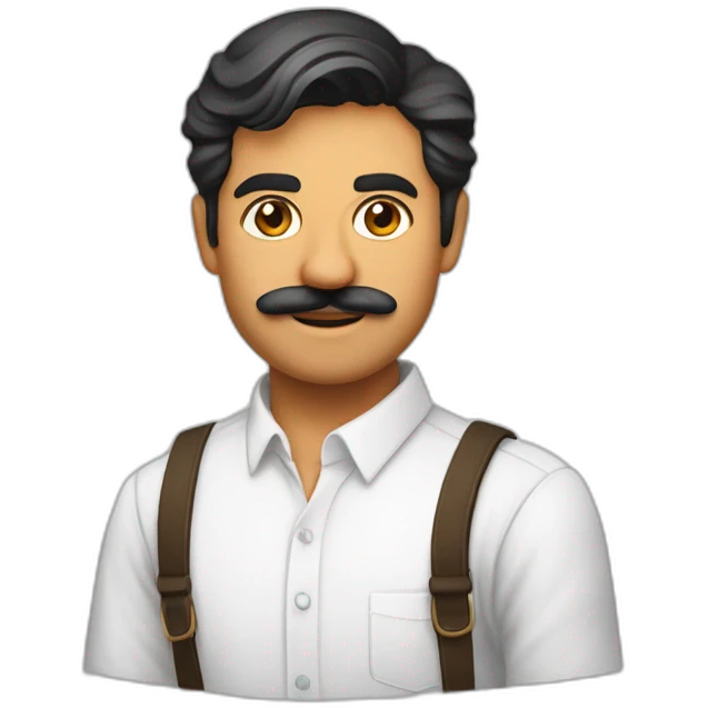 Jayendrasinh Solanki as Developer in white shirt with sleeve up and mustach emoji