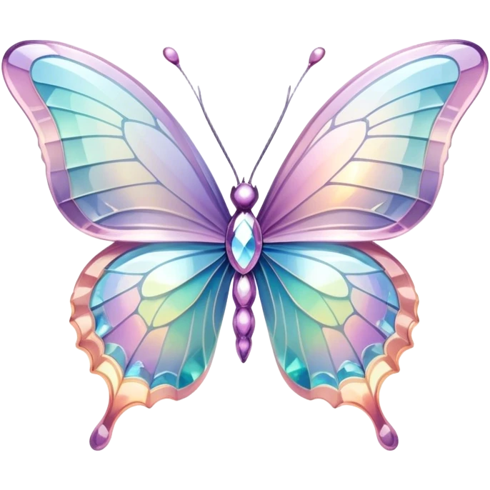 Pastel sparkly iridescent glass crystal butterfly emoji