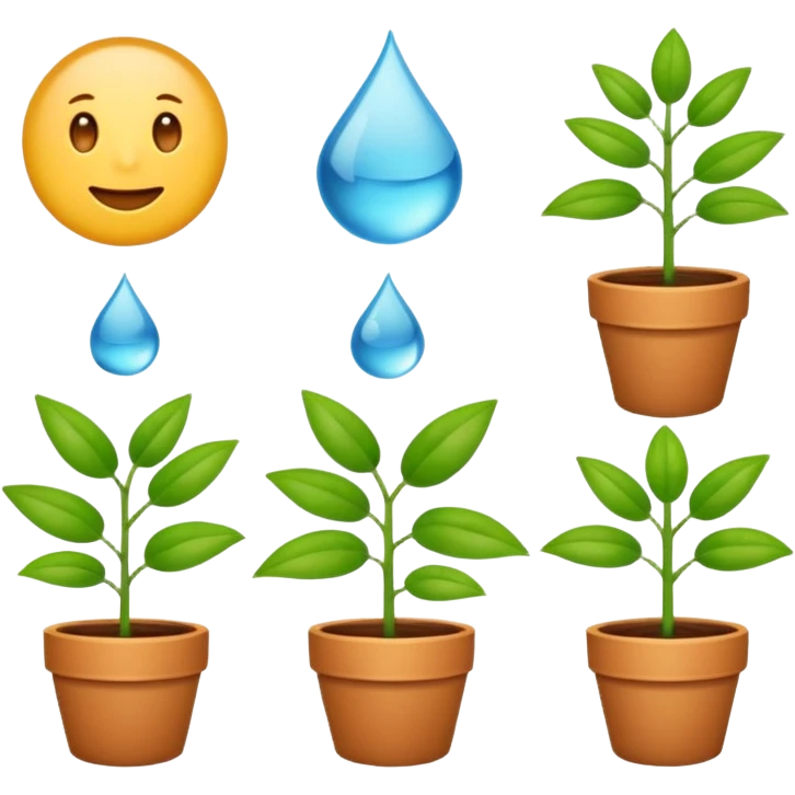 calendar emoji where most days show a plant, three random days show a leaf, a water drop, and a pot, each on different dates emoji