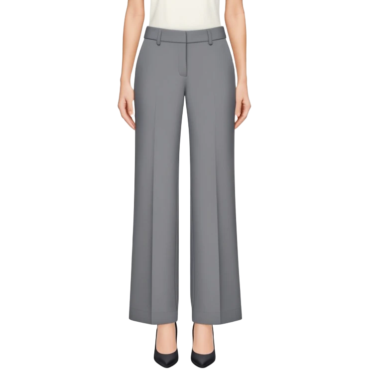 petite gray wide leg tailored pants, shorter ankle length, dress trousers, flat lay isolated garment only, no model, no human, plain white background emoji