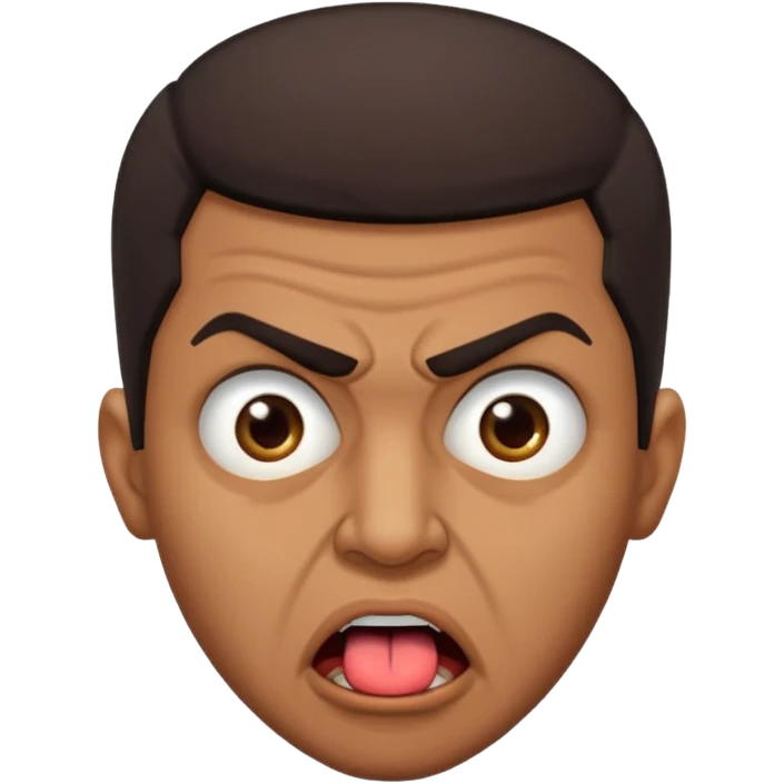 Un algérien enervé avec la fameuse mimique de la langue culturelle emoji