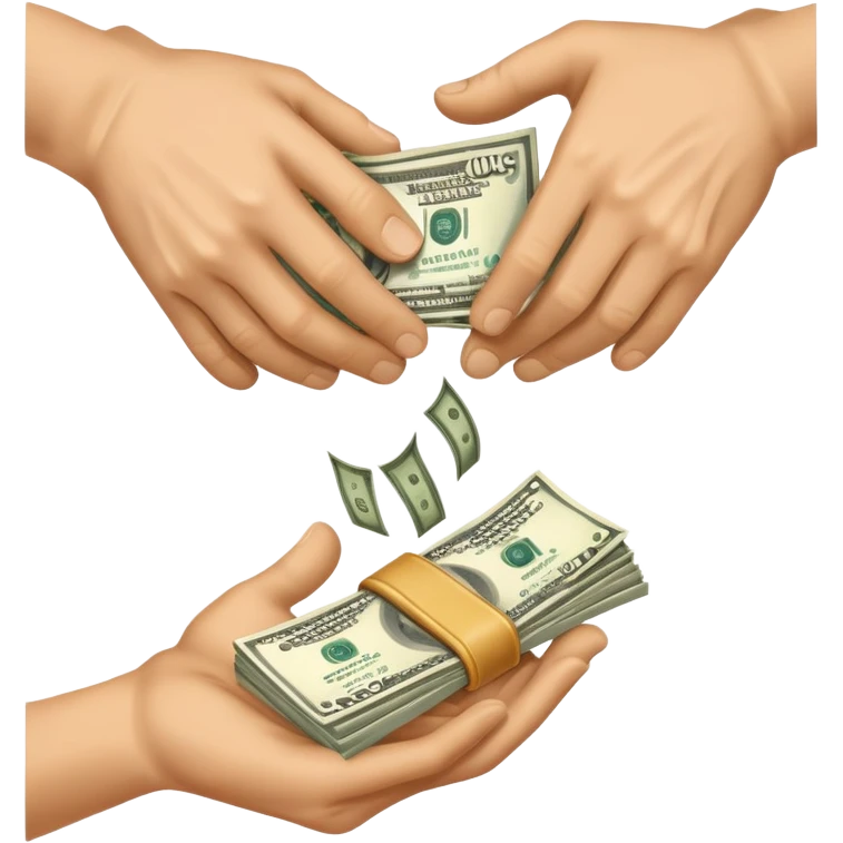 money being passed from one hand to another hand emoji
