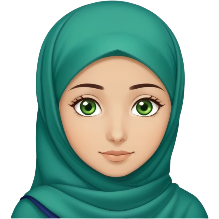 Turkish beautiful finish Konya girl green eyes with blue dark hijab islamic dress and with good night background and she say goodbye  emoji