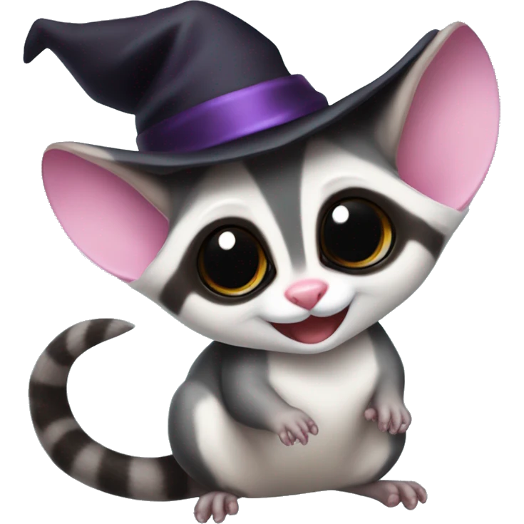 sugar glider with witch hat on emoji