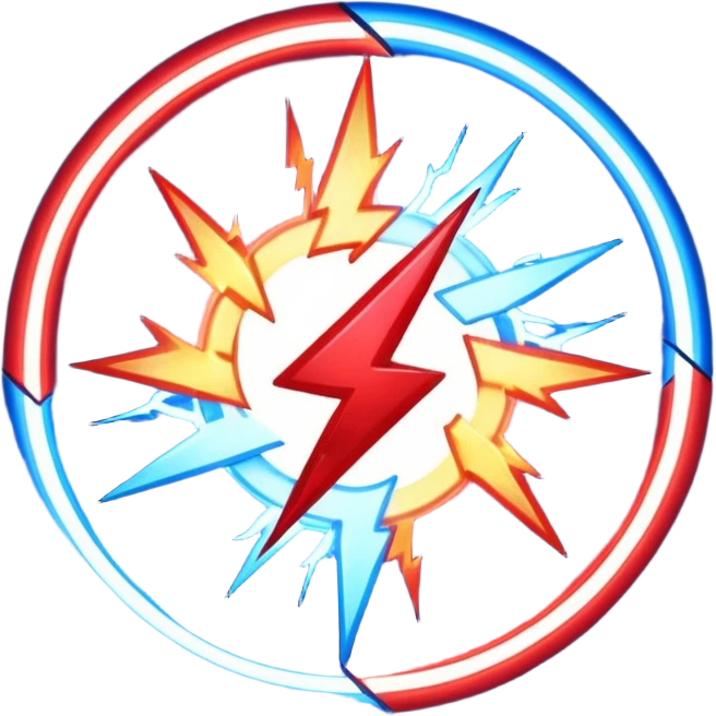 Red and blue lightening in a circle shape with effects like real lightening  emoji