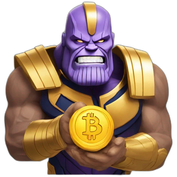 Thanos with bitcoin emoji