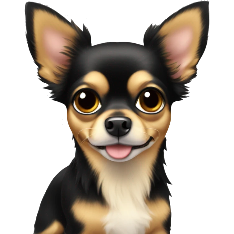 black and tan long-haired chihuahua with heart emoji eyes emoji