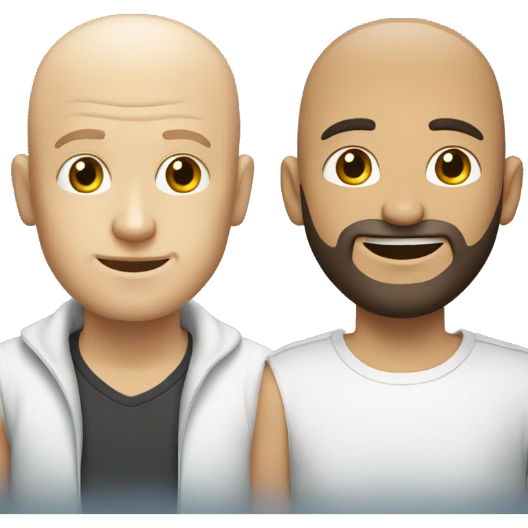 white man with beard and no hair infront of another white man with no hair emoji