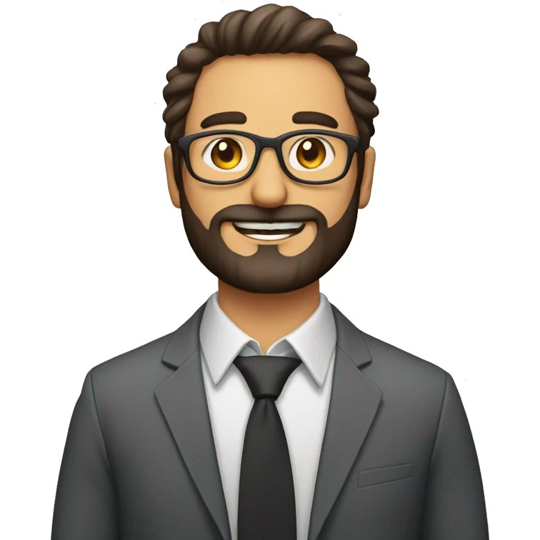 profesor Hombre de 30 años con gafas y barba y pelo corto emoji