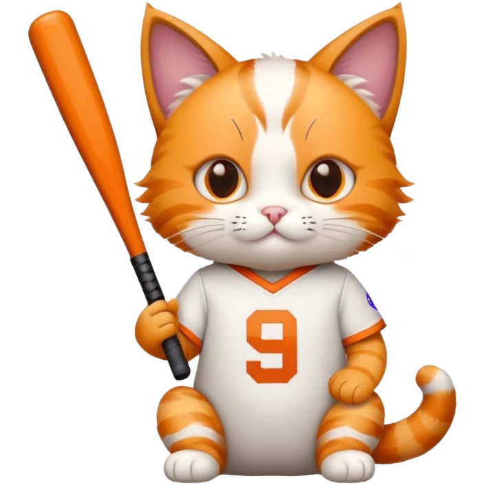 cat in a number 9 UT jersey with a baseball bat  emoji