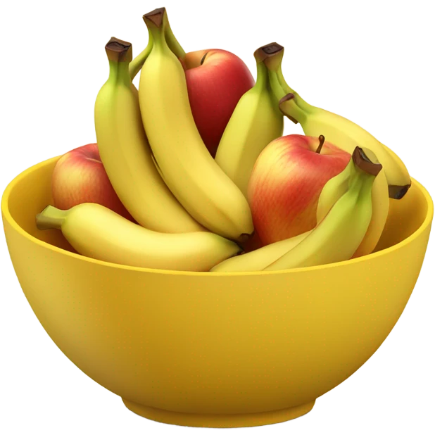 A yellow bowl filled with bananas and apples emoji