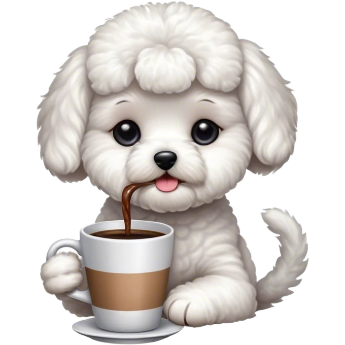 Bichon drinking coffee emoji