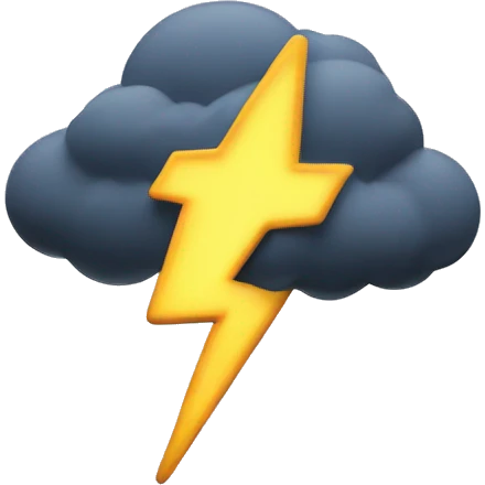 a lightning bolt wrapped in clouds emoji