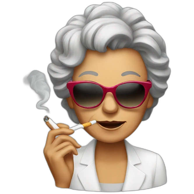 Grandmother with sunglasses smoking emoji