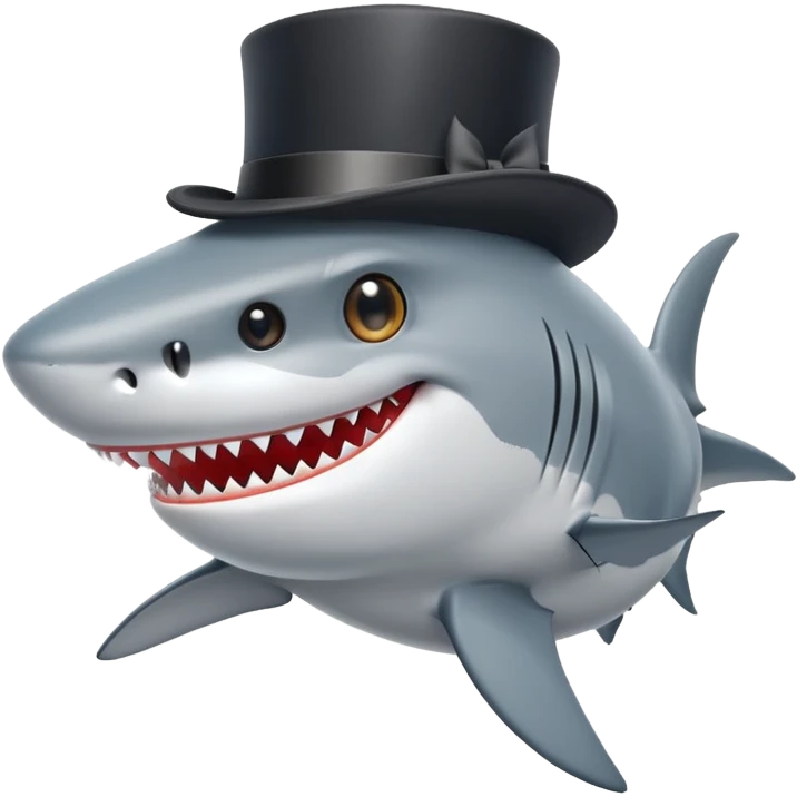 Shark with a top hat emoji