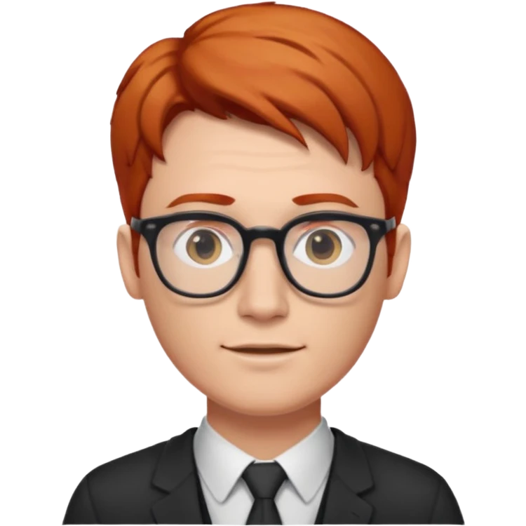 redhead male teacher with middle parted hair and glasses, young emoji
