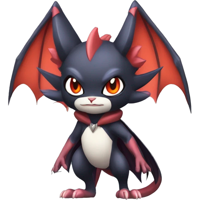  Kawaii Edgy Cool Vampiric Beautiful Noivern-Nargacuga-Litten with big Bat Ears full body emoji