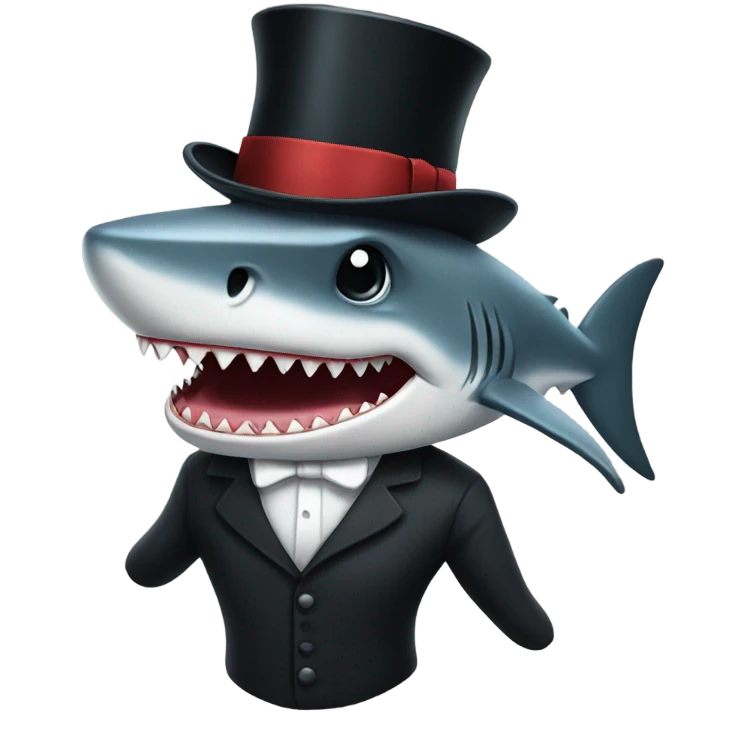 Shark with a top hat emoji