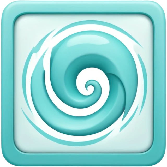 a Tiny compressed Stylized light-turquoise whirlwind symbol inside a pastel white square icon, light turquoise borders emoji