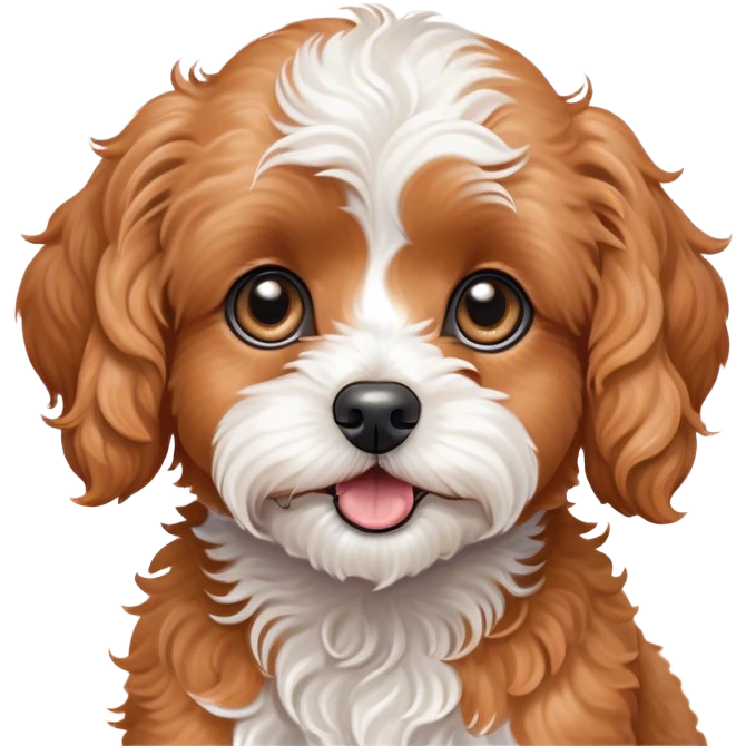 Cinematic Comical Apricot Cavoodle Portrait Emoji, Head tilted dramatically with an exaggeratedly shocked or offended expression, featuring a soft, curly apricot coat with charming white patches, wide, expressive brown eyes filled with exaggerated disbelief, Simplified yet hilariously expressive features, highly detailed, glowing with a slightly sassy glow, high shine, dramatic yet playful, stylized with an air of attitude, bright and endearing, soft glowing outline, capturing the essence of a sassy and over-the-top companion, so meme-worthy it feels like it could side-eye its way into internet fame instantly! emoji