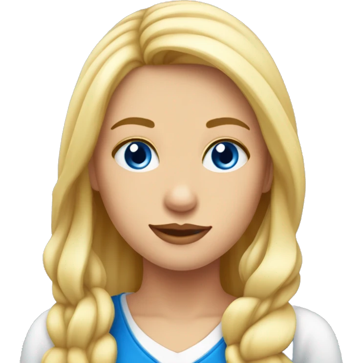 una chica rubia, pelo largo y liso, con ojos azules y piel blanca emoji