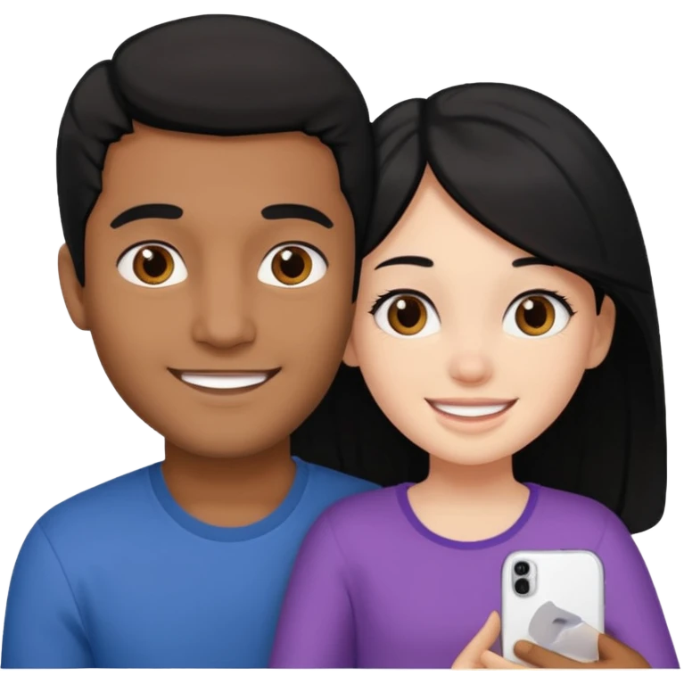 Brown guy holding a naked white girl with black hair emoji