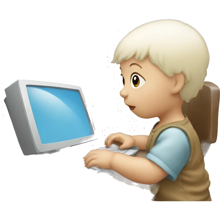 a white infant using a computer emoji
