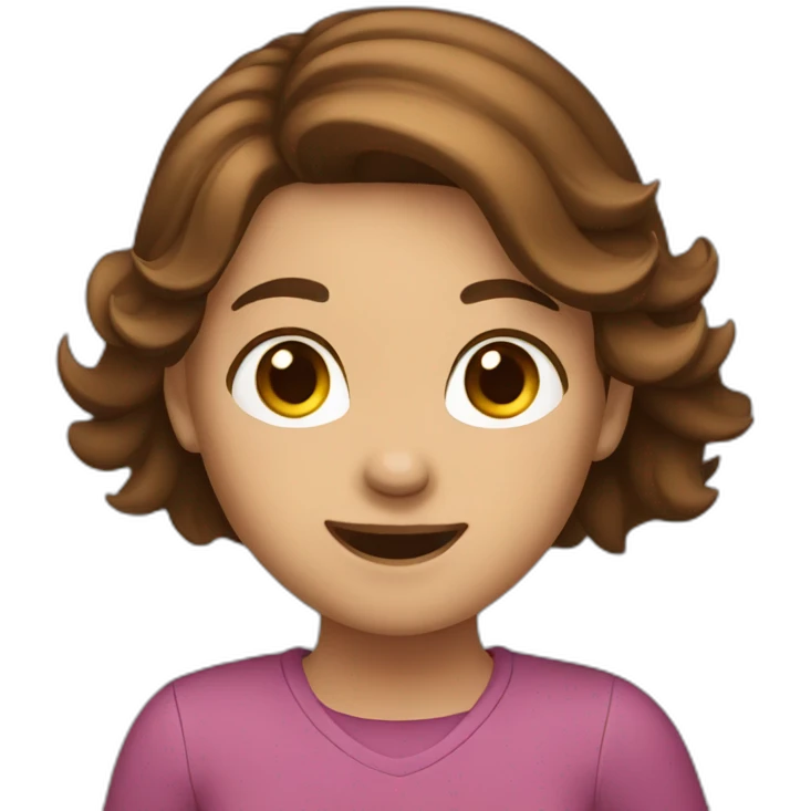 girl with brown hair waving emoji