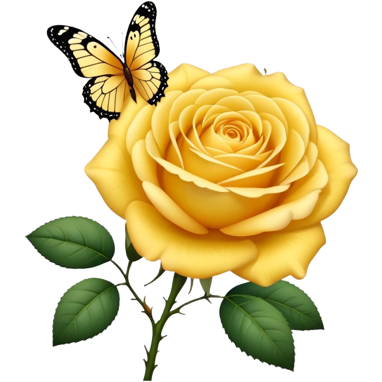 A yellow rose with a butterfly  emoji