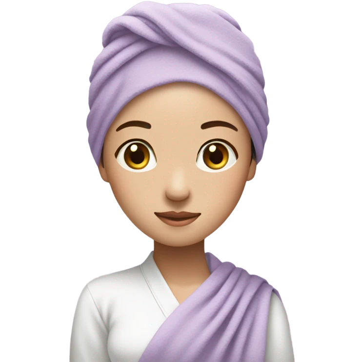beautiful girl asian with a pastel purple towel on her head emoji