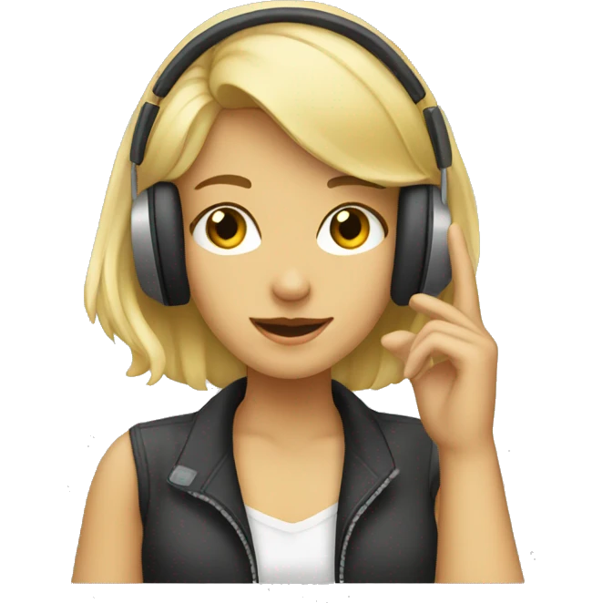 Blonde girl listening to music with headphones emoji