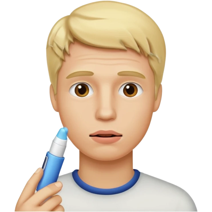 blonde man using chapsitck emoji