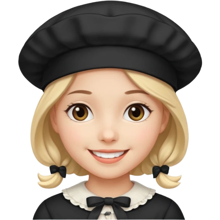 smiling girl with a black bonnet emoji