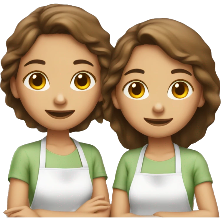 two brown hair girls baking cookies  emoji