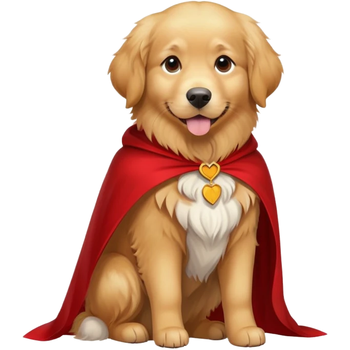 Golden retriever with a red cape full body emoji