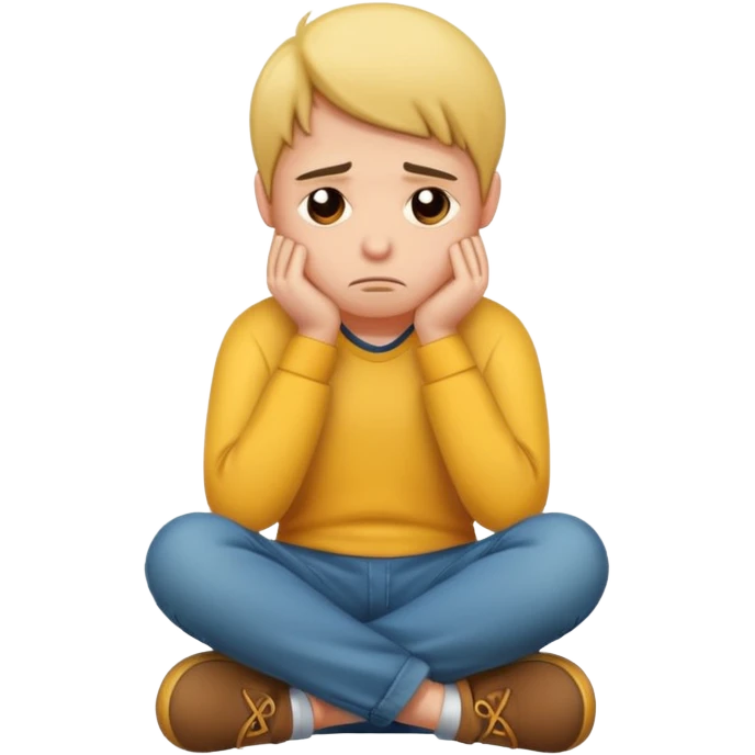 A person sitting with sad feeling emoji