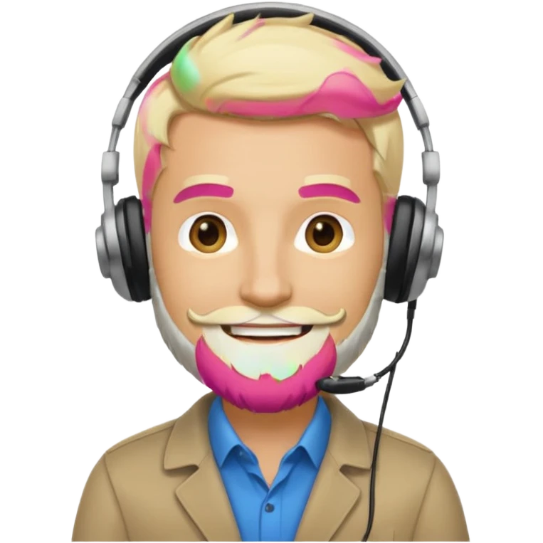 a sales agent with headphones and beard blonde hair smile emoji