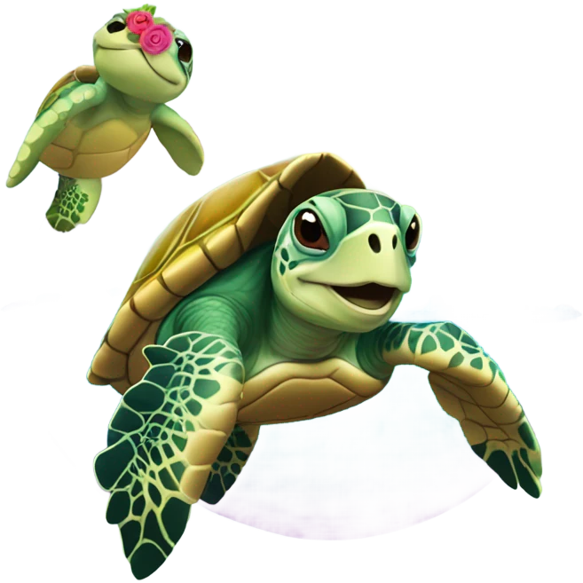 Sea turtle kissing rainbow emoji