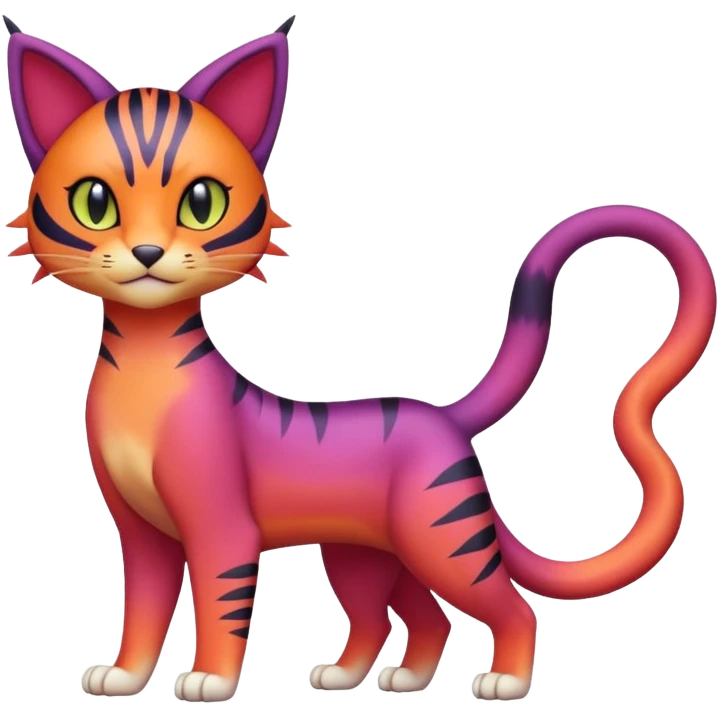 Gradients-colored Liepard-Purrloin-Litten-Sprigatito-Pokémon-fusion-creature (full body) emoji