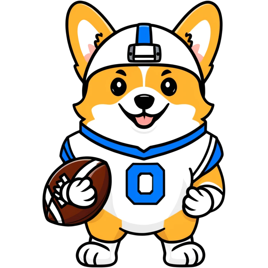Corgi with football University Michigan emoji