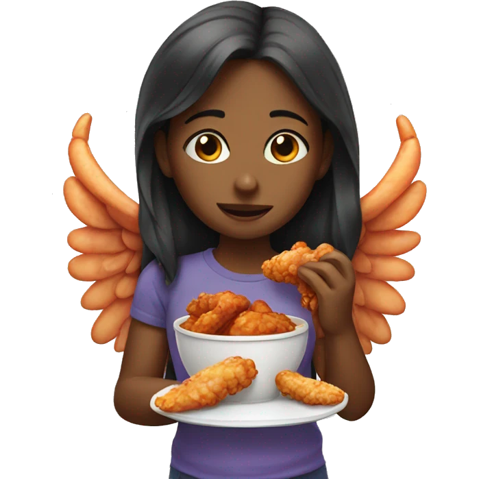 Girl eating wings emoji